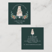 Bakkergebak Waterverf Floral Cake Black Vierkante Visitekaartje (Voorkant / Achterkant)