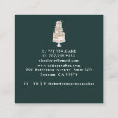 Bakkergebak Waterverf Floral Cake Black Vierkante Visitekaartje (Achterkant)