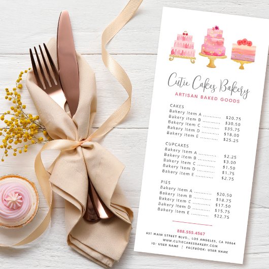Bakkerij 3 Blush Roze Aquarel Cake Desserts Menu