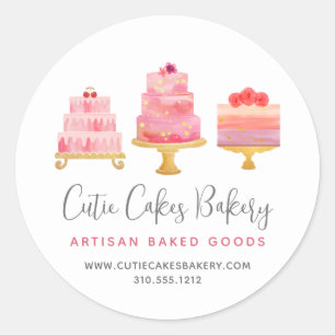 Bakkerij 3 Blush Roze Cakes Gebak Chef Dessert Moo Ronde Sticker