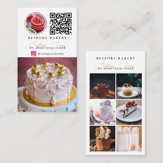 Bakkerij 6 Foto Feed Grid Social Media QR Code Visitekaartje (Voorkant / Achterkant)