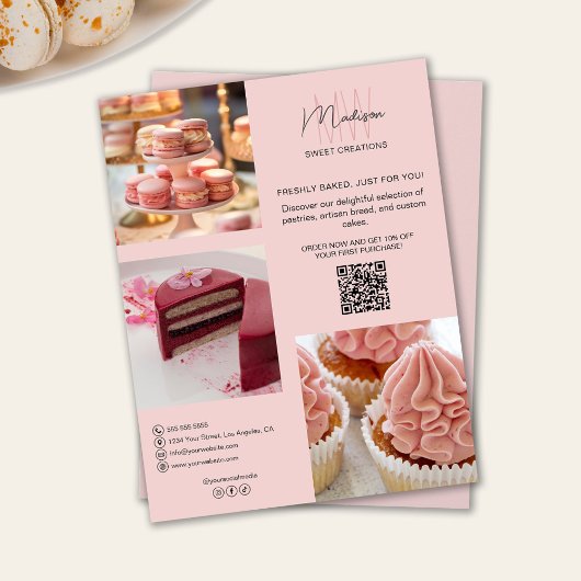 Bakkerij Aangepast Monogram Logo Roze Flyer