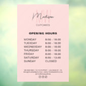 Bakkerij Aangepast Monogram Logo Roze Openingstijd Raamsticker (Vel 3)