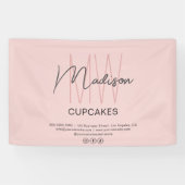 Bakkerij Aangepast Monogram Logo Roze Spandoek (Horizontaal)