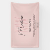 Bakkerij Aangepast Monogram Logo Roze Spandoek (Verticaal)
