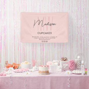 Bakkerij Aangepast Monogram Logo Roze Spandoek