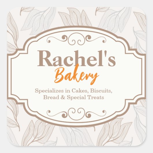 Bakkerij aangepaste bewerkbare label Sticker (Voorkant)