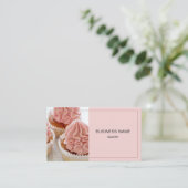 Bakkerij Aangepaste Foto QR Code Minimaal Roze Visitekaartje (Staand voorkant)