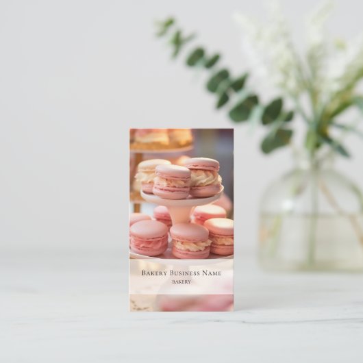 Bakkerij Aangepaste Foto QR Code Roze Visitekaartje (Staand voorkant)