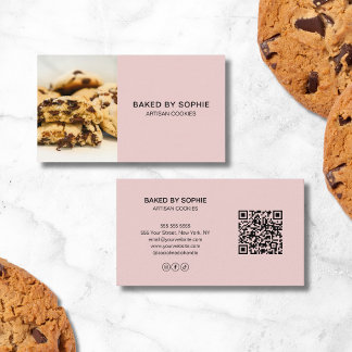 Bakkerij aangepaste foto QR-code roze Visitekaartje
