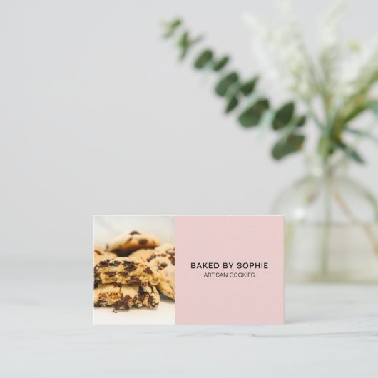 Bakkerij Aangepaste Foto QR Code Roze Visitekaartje (Staand voorkant)