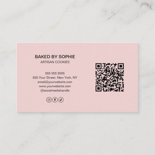 Bakkerij Aangepaste Foto QR Code Roze Visitekaartje (Achterkant)