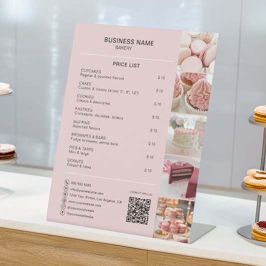Bakkerij Aangepaste Foto Sociale Media QR prijslij Reclamebord Met Voetstuk