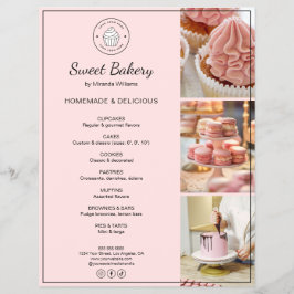 Bakkerij aangepaste logo foto QR-code roze flyer