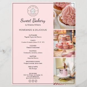 Bakkerij aangepaste logo foto QR-code roze flyer