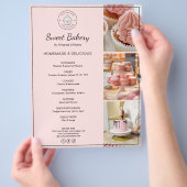 Bakkerij aangepaste logo foto QR-code roze flyer (Hand)