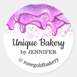 Bakkerij Abstract glitters pink unieke gebak snoep Ronde Sticker