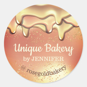 Bakkerij - Abstract Roos - gouddrifshoning Ronde Sticker