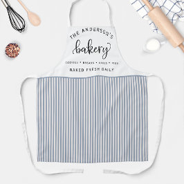 Bakkerij, Bake Fresh Daily White en Blue Stripes Schort