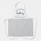 Bakkerij, Bake Fresh Daily White en Grey Stripes Schort (Voorkant)