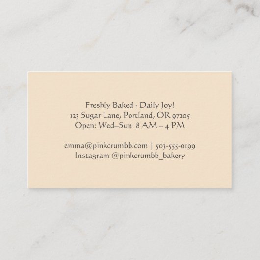 Bakkerij Baker Beer Brood Waterverf Schattige Rust Visitekaartje (Achterkant)