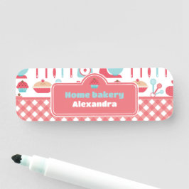Bakkerij Bakken Utensils Red Gingham Naamplaatje
