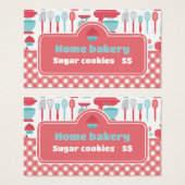 Bakkerij Bakken Utensils Red Gingham Prijs Label Visitekaartje (Voorkant /achterkant)