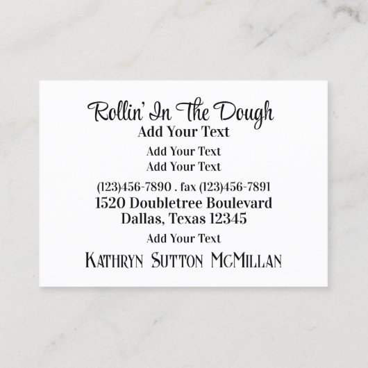 Bakkerij / Bakken Visitekaartje (Achterkant)