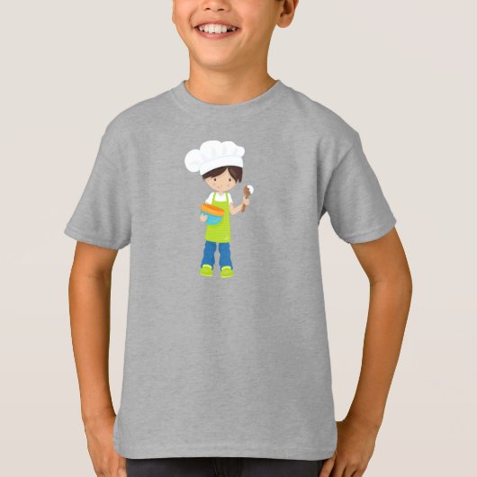 Bakkerij, bakkerij, Schort, juffrouw, bruin haar T-shirt (Voorkant)