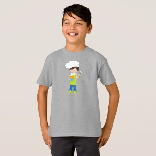 Bakkerij, bakkerij, Schort, juffrouw, bruin haar T-shirt (Voorkant volledig)