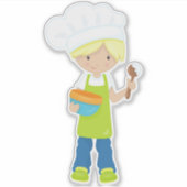 Bakkerij, bakkerij, Schort, tjoeken, blonde haar Sticker (Voorkant)