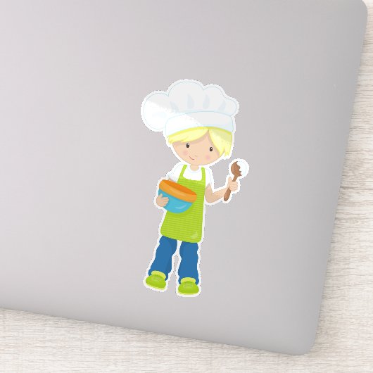 Bakkerij, bakkerij, Schort, tjoeken, blonde haar Sticker (Detail)