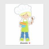 Bakkerij, bakkerij, Schort, tjoeken, blonde haar Sticker (Vel)