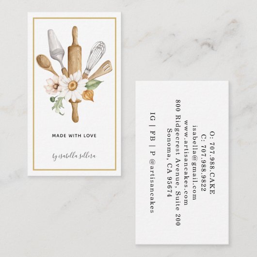 Bakkerij Bakkerij Waterverf Baking Tools gereedsch Visitekaartje (Voorkant / Achterkant)