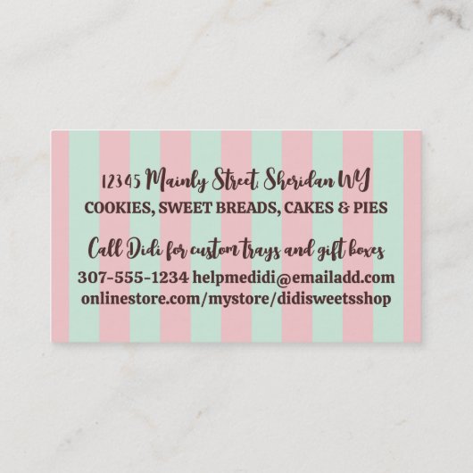 bakkerij bakkerijkoek gereedschap retro business c visitekaartje (Achterkant)