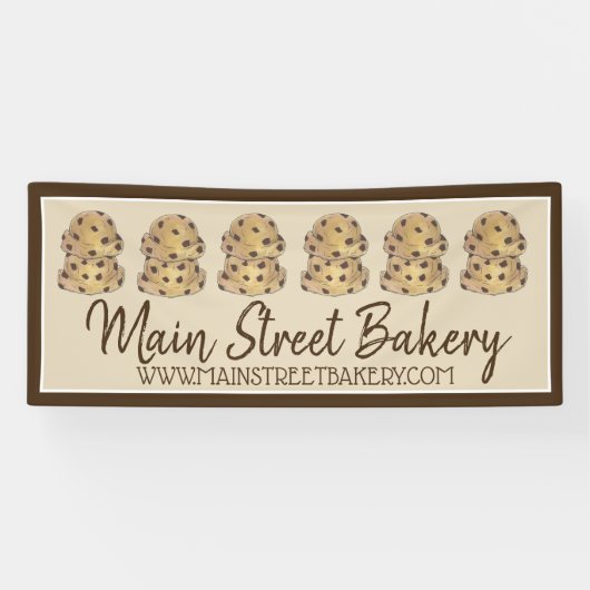 Bakkerij Bakverkoop van Chocolade Chip Cookie Deeg Spandoek (Horizontaal)
