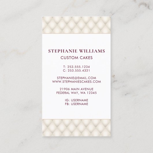 Bakkerij banketbakker aangepaste cake visitekaartje (Achterkant)