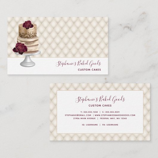 Bakkerij banketbakker aangepaste cake visitekaartje (Voorkant / Achterkant)
