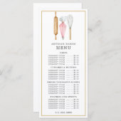 Bakkerij Banketbakker Aquarel Bakbenodigdheden Men Menu (Voorkant / Achterkant)