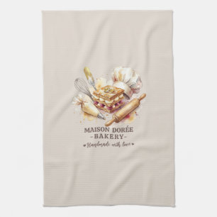 Bakkerij Banketbakker Aquarel Goud Bakken Catering Theedoek