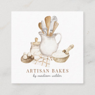 Bakkerij Banketbakker Aquarel Vierkante Visitekaartje