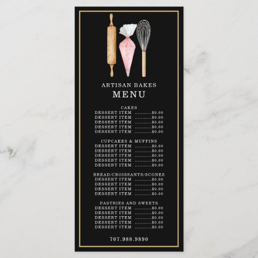 Bakkerij Banketbakker Bakgerei Zwart Menu (Voorkant)