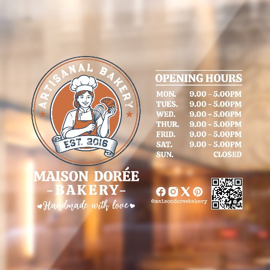 Bakkerij Banketbakker Bakken Catering Openingstijd Raamsticker (Vel 2)