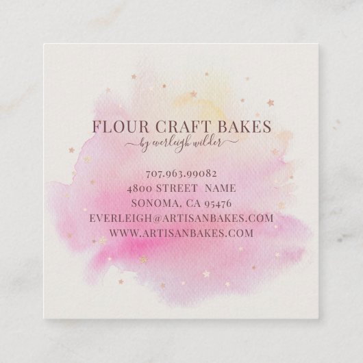 Bakkerij banketbakker bakkersgereedschap roze vierkante visitekaartje (Achterkant)