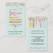 Bakkerij banketbakker Blauwgroen Waterverf taart d Visitekaartje (Voorkant / Achterkant)