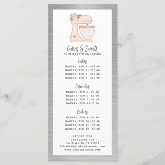 Bakkerij Banketbakker Dessert Menu (Voorkant)