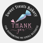 Bakkerij banketbakker Elegant Zwart Dank u Ronde Sticker (Voorkant)
