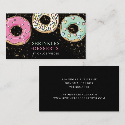 Bakkerij banketbakker gestrooide donuts visitekaartje (Voorkant / Achterkant)