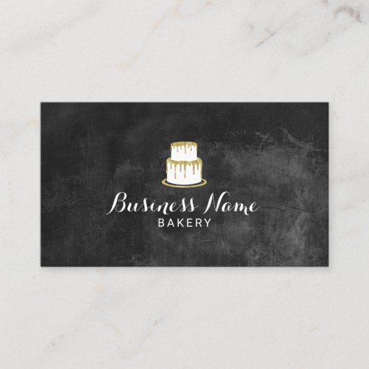 Bakkerij banketbakker Goud Dripping Cake krijtbord Visitekaartje (Voorkant)