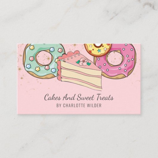 Bakkerij banketbakker kleurrijke desserts roze visitekaartje (Voorkant)